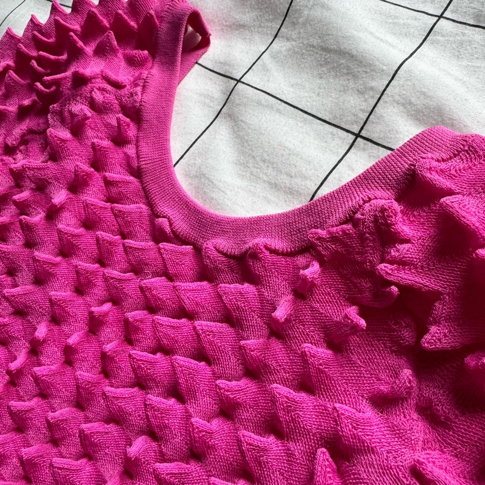 Pink Textured Mini Dress - Picture 9 of 11